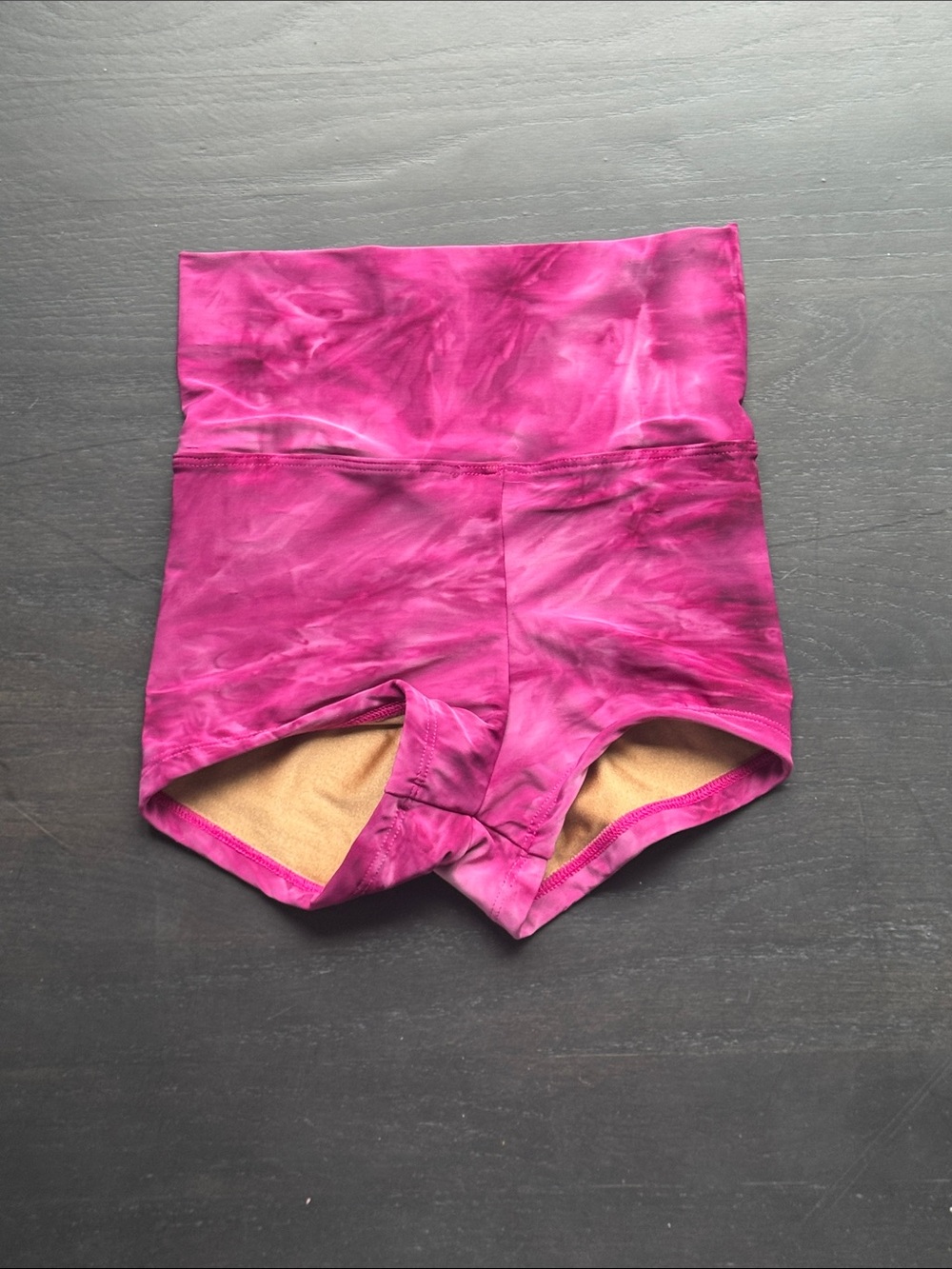 Kids High-Waist Pink Tie-Dye Performance Shorts